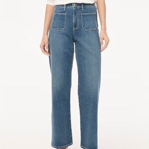 J. Crew High-Rise Straight-Leg Jeans in Medium Blue